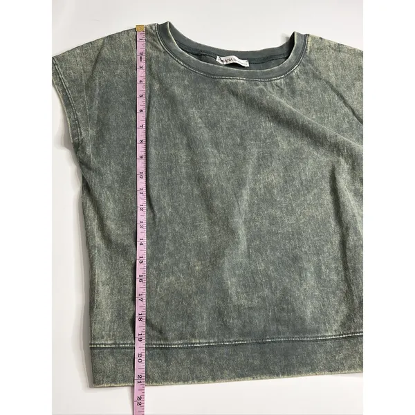 Zenana Acid Wash T-Shirt & Shorts Matching Set Small Dark Green Cotton Lounge - Image 9