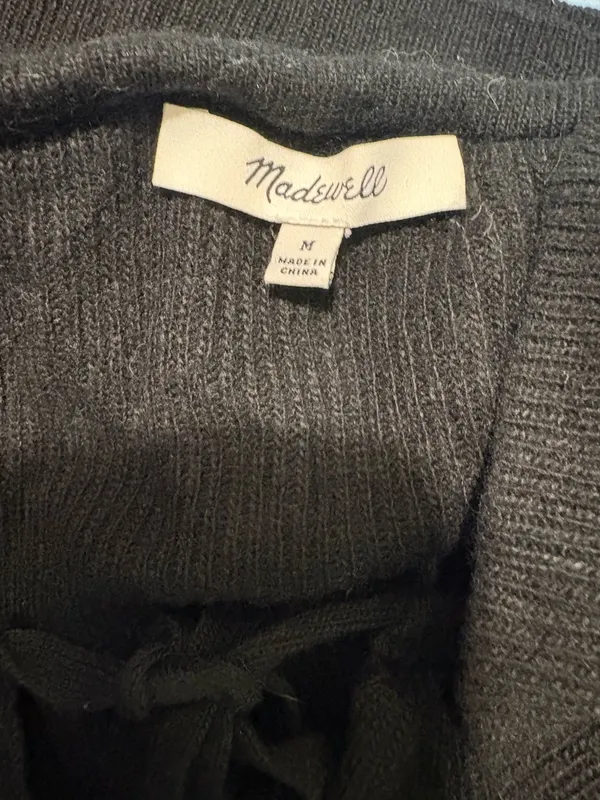 Madewell Black Merino Wool Alpaca Blend Sweater with Ruffle Collar - Image 4