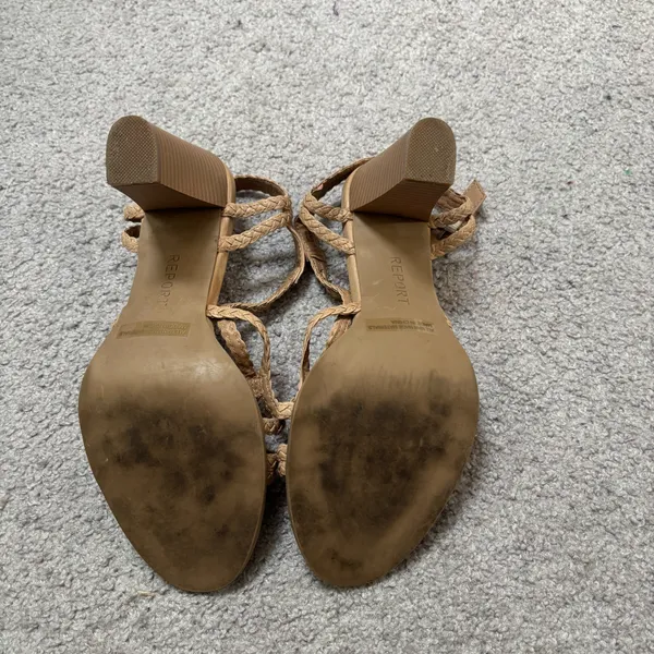 Report Tan Braided Strap Block Heels Size 10 - Image 5