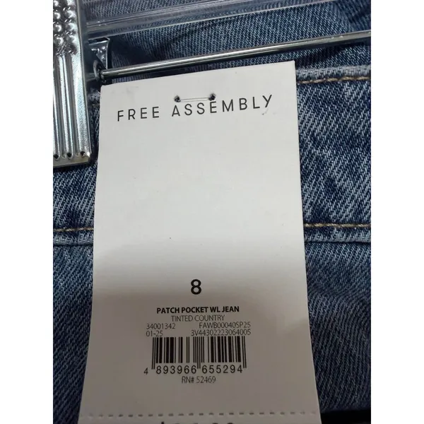 Free Assembly Women's and Women's Plus Wide Leg Jeans with Patch Pockets Size 8 - Image 7