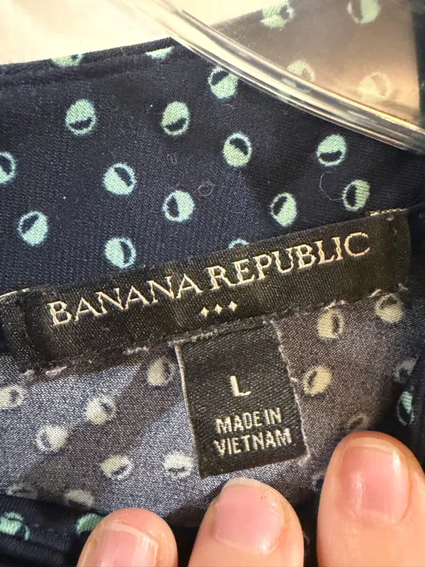 Banana Republic Navy Sleeveless Mock-Neck Dot Top - Image 2