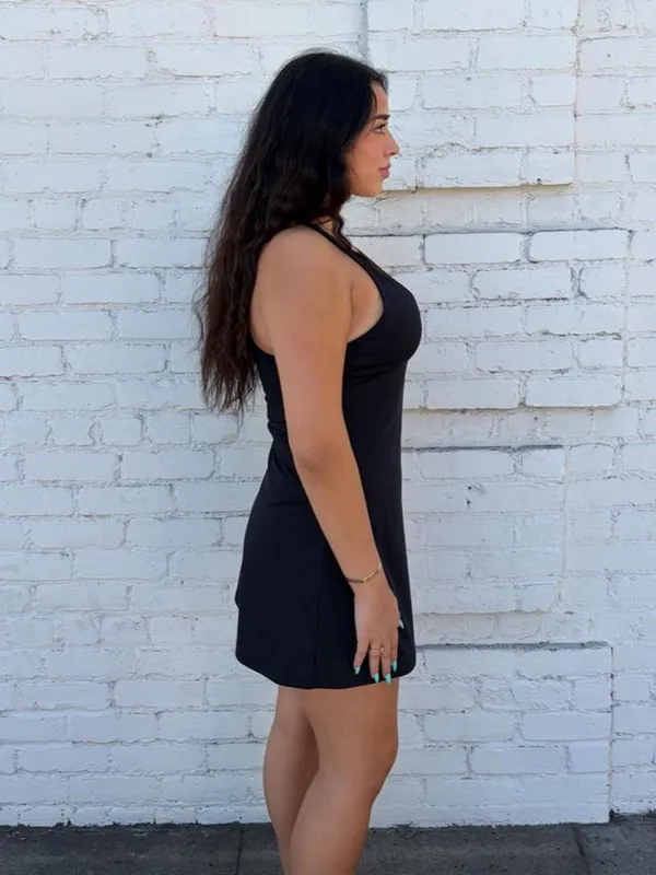 Halara Black mini tennis pickleball dress with built in bra sz L #athletic #sporty #preppy - Image 3