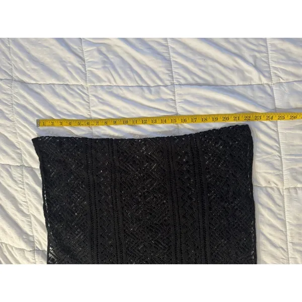 Black Infinity Scarf Open Knit Delicate Lace Elegant Gothic Cozy Fall Winter - Image 4