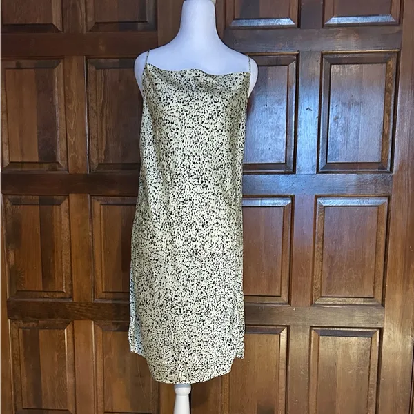 NWT Vero Moda Size Small Mini Short Dress‎ Yellow Summer Cowl Neckline Slip Cami - Image 2