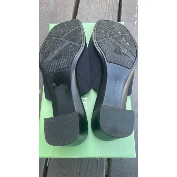 Easy Spirit Eszion Black Fabric Block Heel Slide Sandals‎ Womens 8 M Square Toe - Image 4
