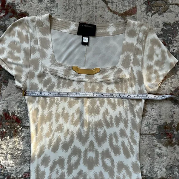 Class Roberto Cavalli Beige Cream Animal Print Dress Size 8 Leopard Short Sleeve - Image 13