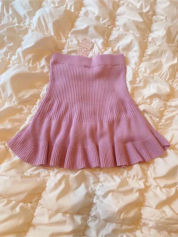 Free People Purple Ribbed Mini Skirt Women’s XS Boho Coquette - Image 2