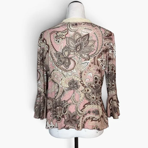 Vintage Sonora Mesh Babydoll Top Large Paisley Lace Trim Whimsigoth Fairy Grunge - Image 5
