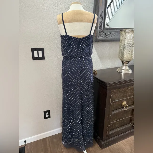 Adrianna Papell Long Beaded Blouson Gown 6 - Image 4