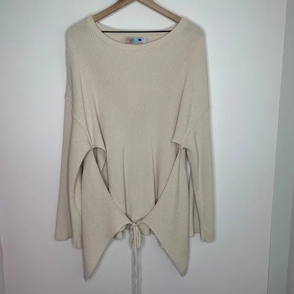 Free People FP Beach Women's Brig Tie-Front Pullover Tunic Sweater Size Small - Image 2