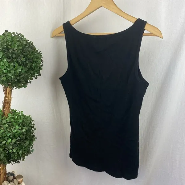 Ralph Lauren Women's Black Thin Ribbed Cotton Tank Top L - Image 3
