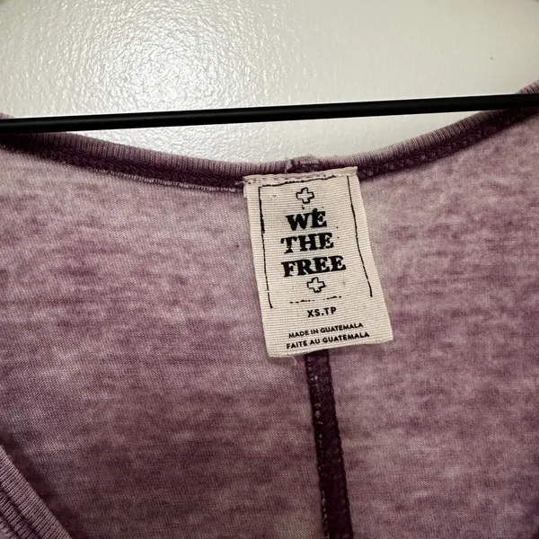 Free People We The Free | Purple Acid Wash Oversized V-Neck Long Sleeve Top, XS - Image 4