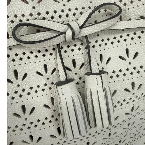 Kate Spade Leather Hayes Perf Tote Bag Bright White‎ / Bright Carnation Pink - Image 4