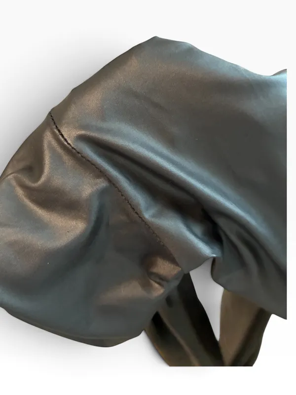 Cherish High-Waist Faux Leather Vegan Full Length Leggings - Black - Image 7