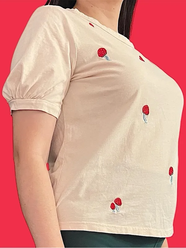SHEIN cream mushroom top Red Size M - Image 2