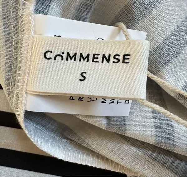 Commense Black Sleeveless White Pinstripe Long Dress - Image 10