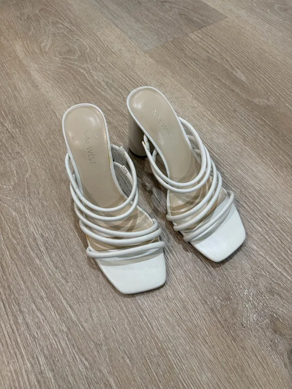 Nine West Women’s Girlie Square Toe Strappy Dress Sandals – White, Size 8 - Image 3
