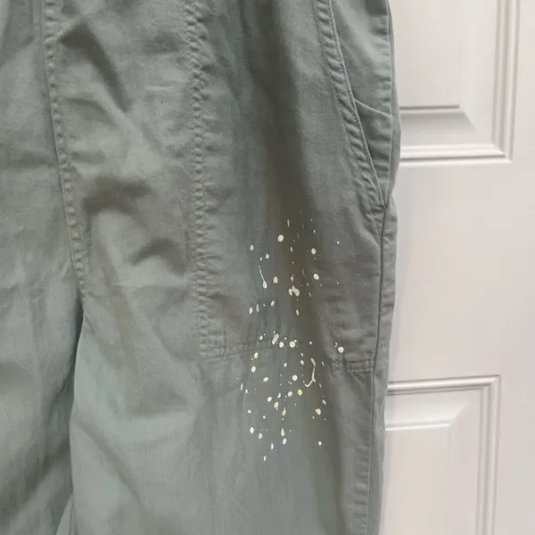 Aerie werk and play twill jumpsuit overalls w/ paint splatter in‎ green small - Image 5