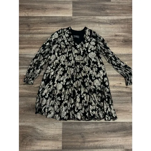 Anthropologie Gold Foil Metallic Tunic Dress Women’s Small - Image 2