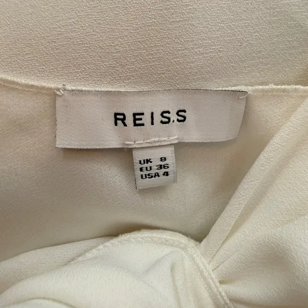 REISS Cream Knotted Shoulder Draped Sleeveless Blouse Top Size US 4 UK 8 EU 36 - Image 8