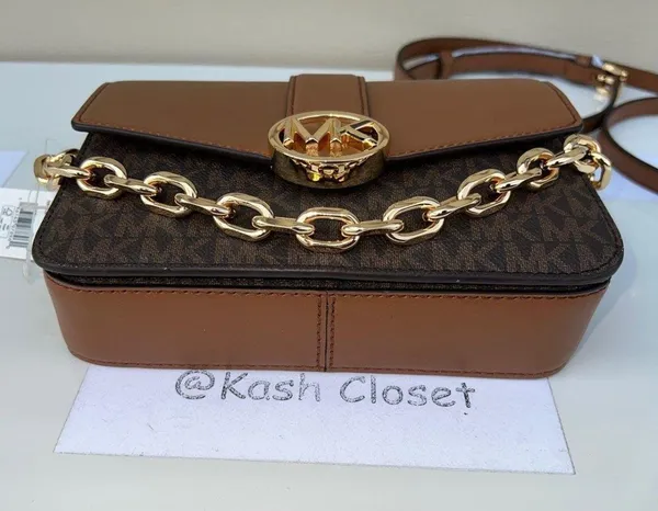 Michael Kors Brown Carmen Small Monogram Flap Crossbody - Image 8