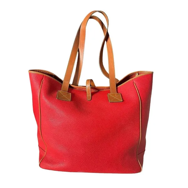 Dooney & Bourke Vintage Large Purse‎ Red Pebbled Leather Tote Bag Adjustable - Image 2