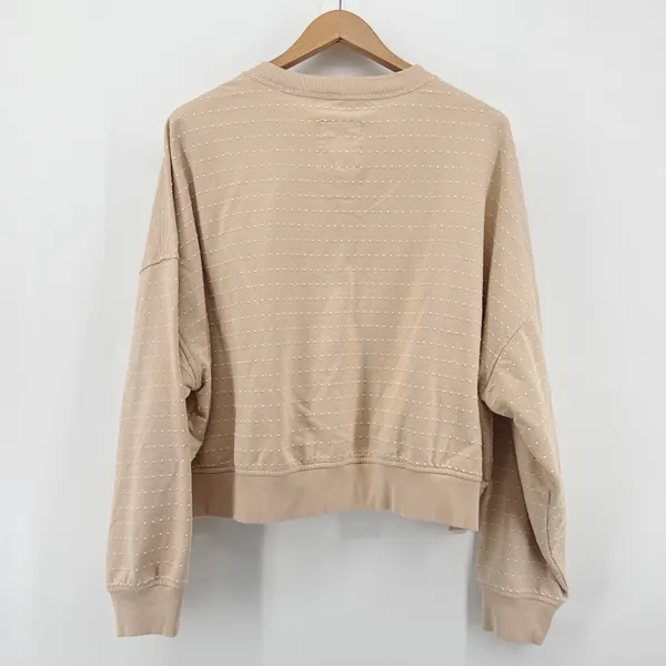 Aerie Women's Tan Textured Dot Crewneck Sweatshirt XL Oversized Comfy Athleisure - Image 5