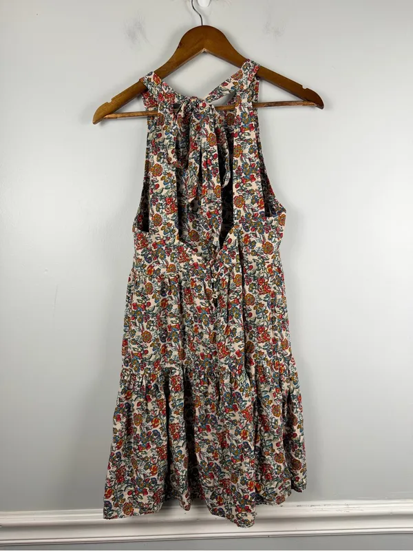 NATURAL LIFE Floral Backless Halter Hallie Dress in Cream size small READ - Image 4