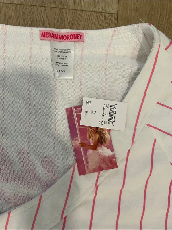 Megan Moroney Short Sleeve Graphic Jersey - White Striped 2X, NEW NWT - Image 5