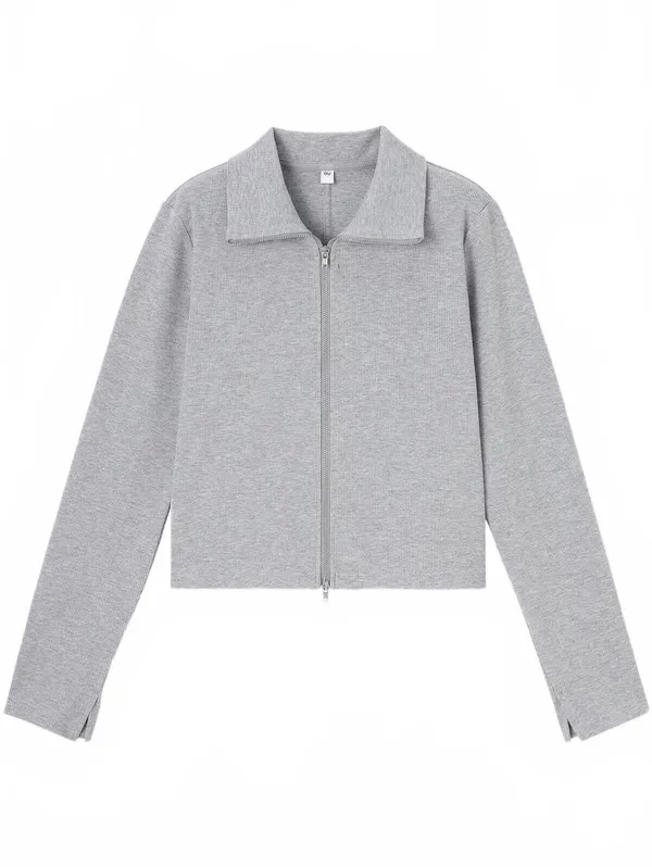 Uniqlo GU Ribbed Double-Zip Cardigan NWT Gray S - Image 4