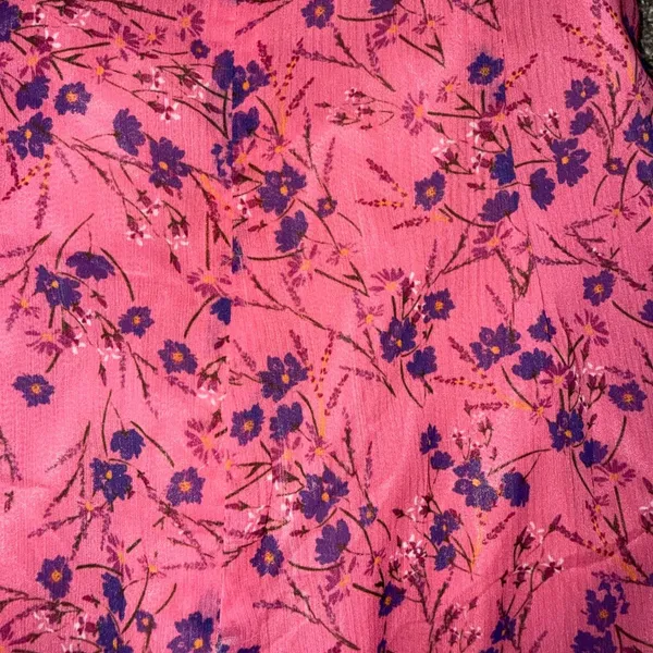 Majorelle Elaine Floral Midi Dress Women Size M Pink Excellent Ruched Ruffle Hem - Image 10
