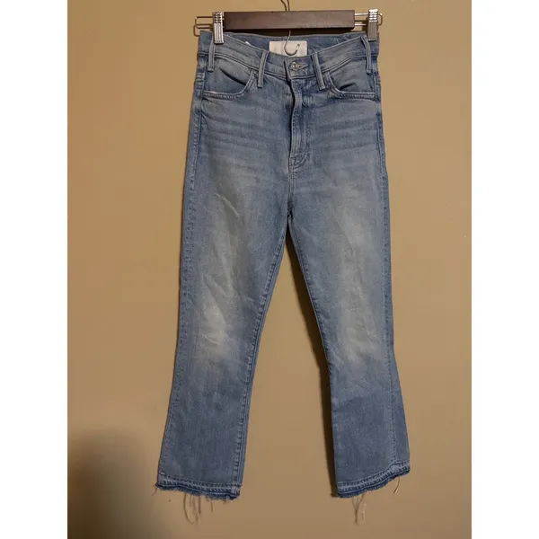 Mother The Hustler Ankle‎ Fray High Rise Flare Jeans Light Blue WashSz 24 - Image 3
