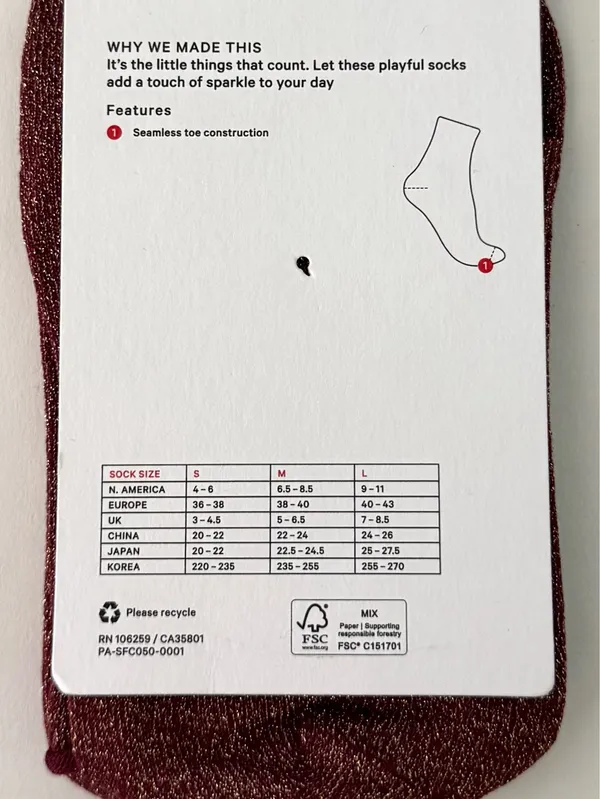 Lululemon Daily Stride Sparkle Quarter Sock, Size S - 2 Pairs - Image 3