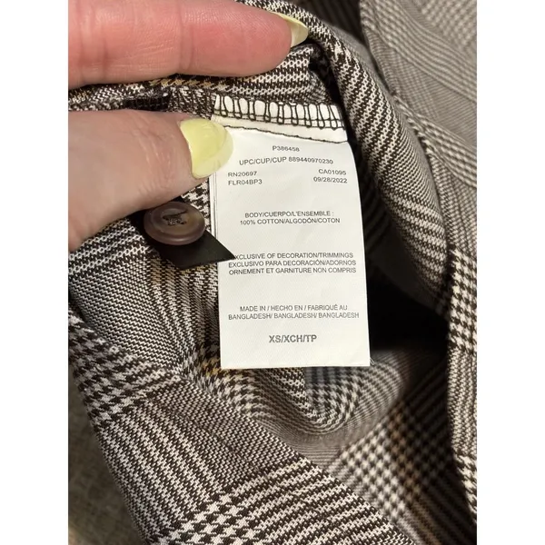 Dickies Brown Plaid Button Front Work Shirt Jacket XS - Image 6