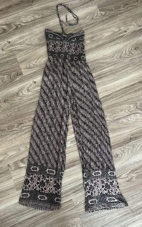 Free People Vintage Strapless Smocked Tube Wide Leg Jumpsuit - Image 8