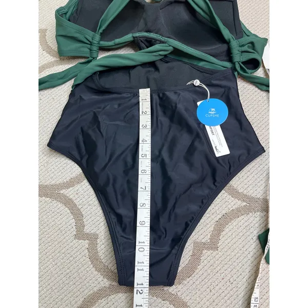 NWT Cupshe Colorblock Cutout One-Piece Black and Green Swimsuit, SIZE Small - Image 14