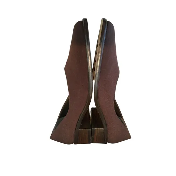 Stewart Weitzman Women's Brown Chunky Block ‎ Heal Flats Square Toe Size 8N - Image 5