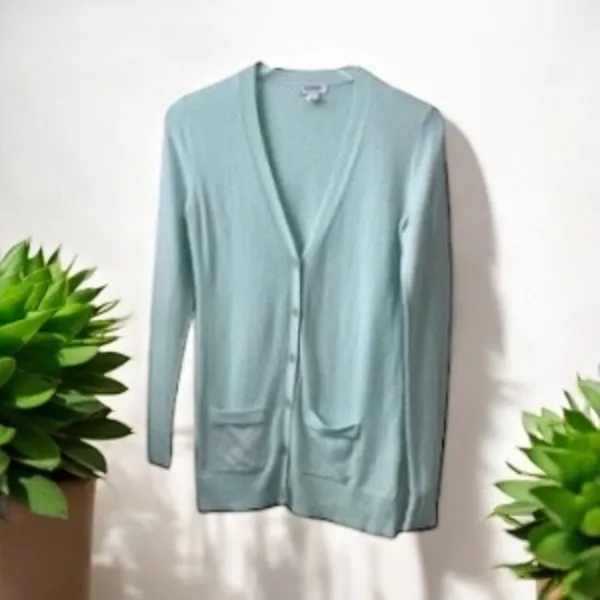 Old Navy Womens Sweater Sz S‎ Mint Green Deep V Neck Pockets Lightweight - Image 3