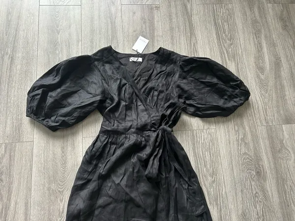 New SHOWPO Amalie The Label - Franc 100% Linen Puff Sleeve Wrap Midi Dress XL - Image 9