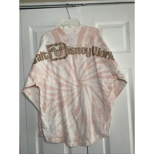 Disney Spirit Jersey Walt Disney World Womens XS Pink Tie Dye Glitter Logo Shirt - Image 2