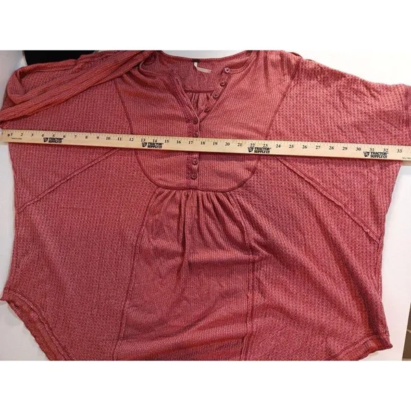 Free People Leo Henley Lg Oversized Long Sleeve Tunic Light Red Vintage... - Image 6