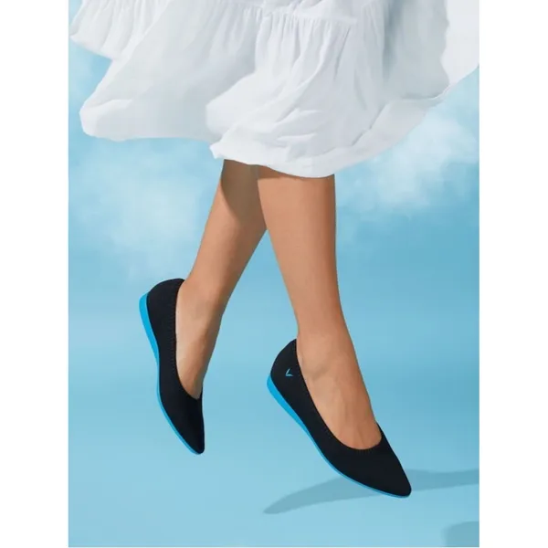 Vivaia Lightweight Pointed Toe Ballet Flats Womens 37 Aria Walker Black Lapis - Image 2
