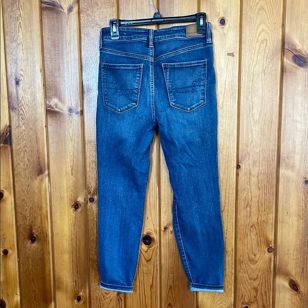 American Eagle Outfitters High Rise Blue Jeans with Distressing jegging - Image 7