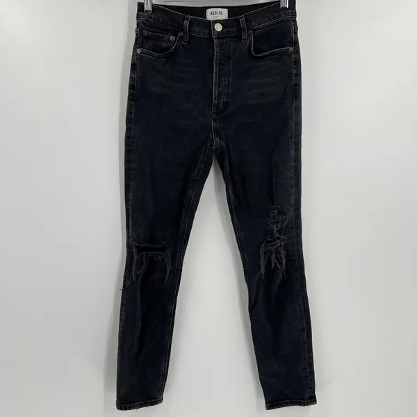AGOLDE Nico High Rise Slim Button Fly Jeans Black Stretch A093D‎ Women’s Size 27 - Image 3