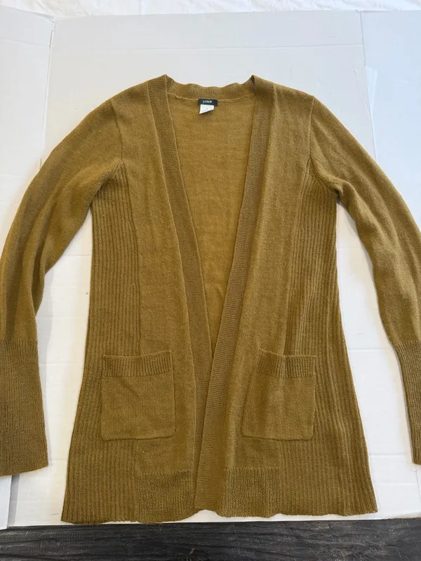 J crew mustard open front pocket knit cardigan  - Image 6