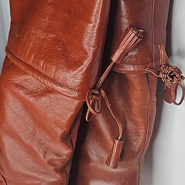 Caressa soft leather pull on heeled boots with tassels made in Spain sz 7 - Image 3