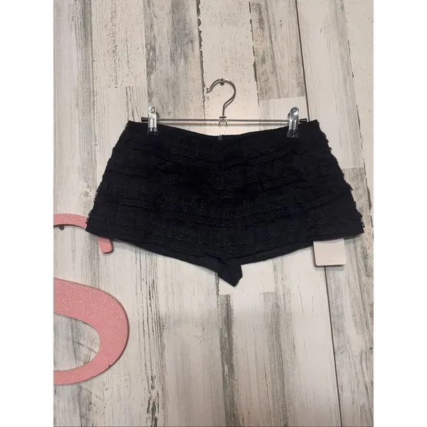 Musera Black Ruffle Lace Shorts XS – Layered Mini Shorts, Stretch Waist, Dressy - Image 4