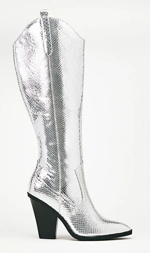 Silver Cowgirl Boots Size 7.5 - Image 2