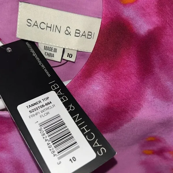 Sachin + Babi Abstract Print Pink Cropped Sleeveless Top(Size 10) - Image 7
