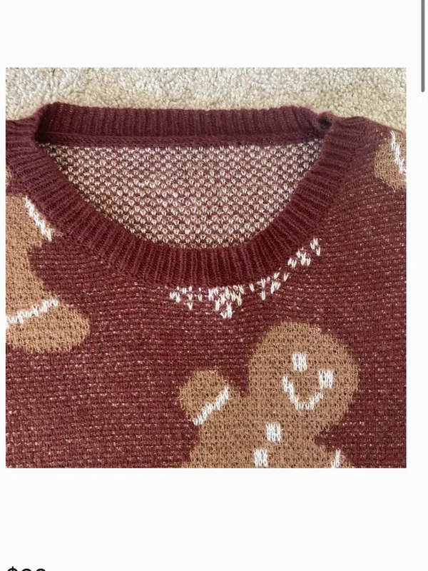 brown tan white gingerbread winter sweater - Image 3